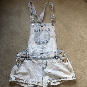 Denim short overalls